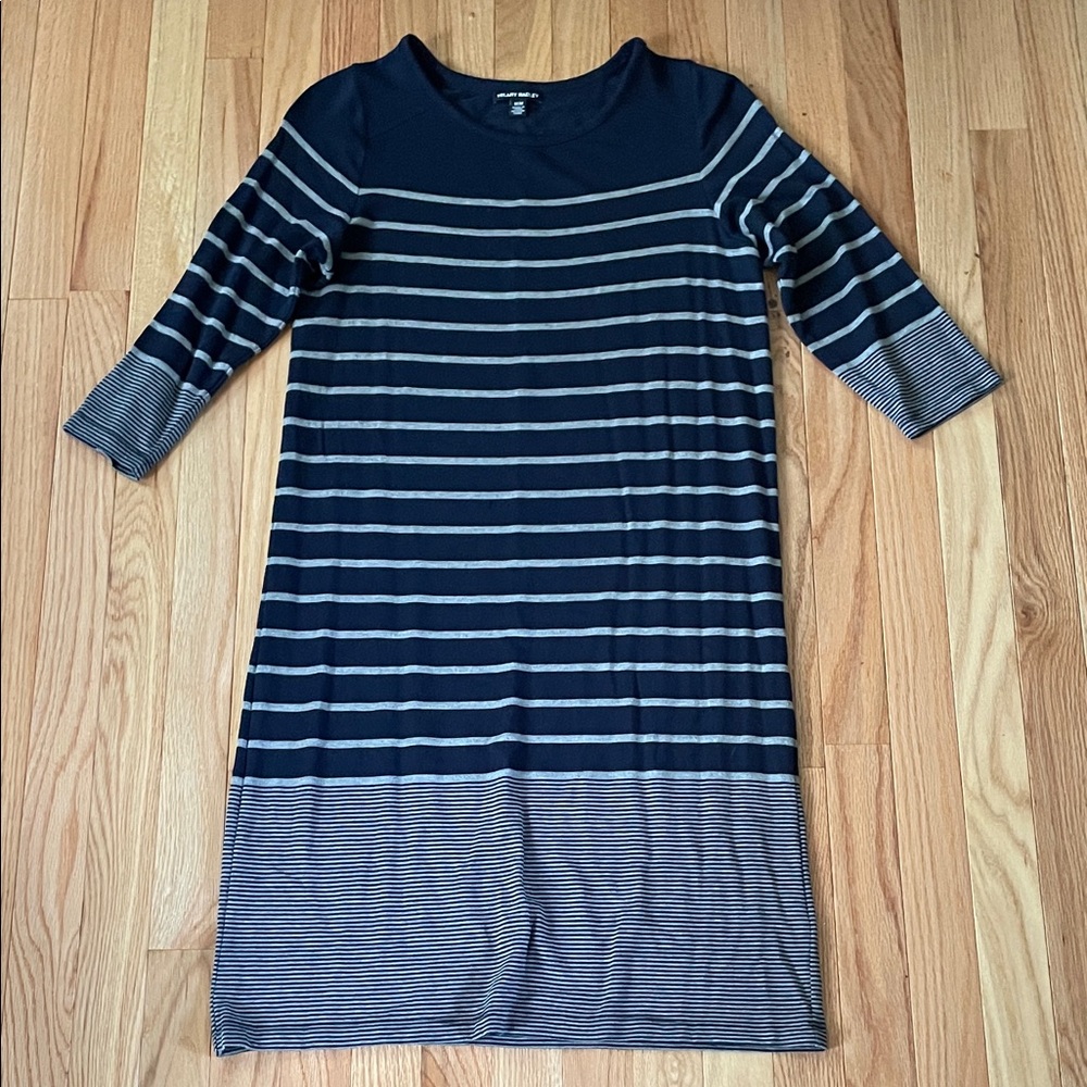 Hilary Radley Knit Midi Dress Womens Medium Blue White Striped Sailor Nautical